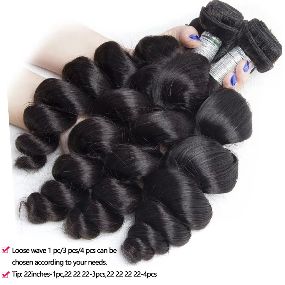 Beaufox Loose Wave Indian Hair Bundles Weave Remy Extensions