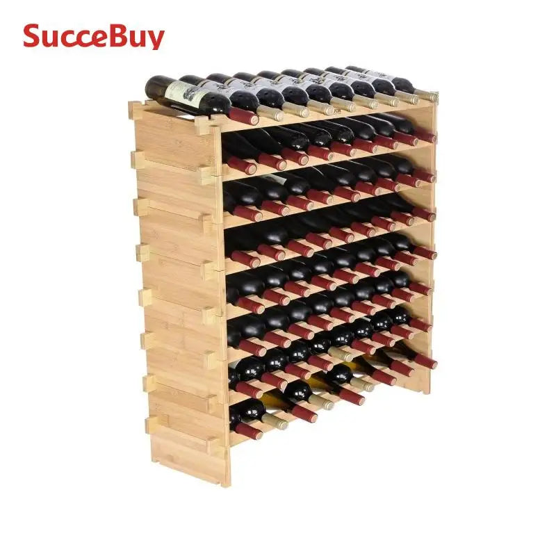 SucceBuy 8-Tier Stackable Wine Rack Bamboo Storage