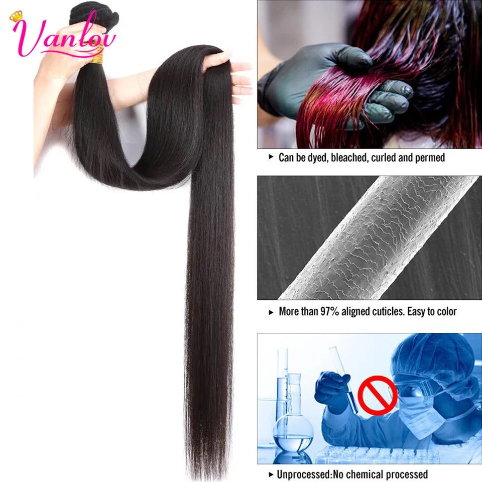 Vanlov Brazilian Straight Human Hair Weave Bundles Remy Hair