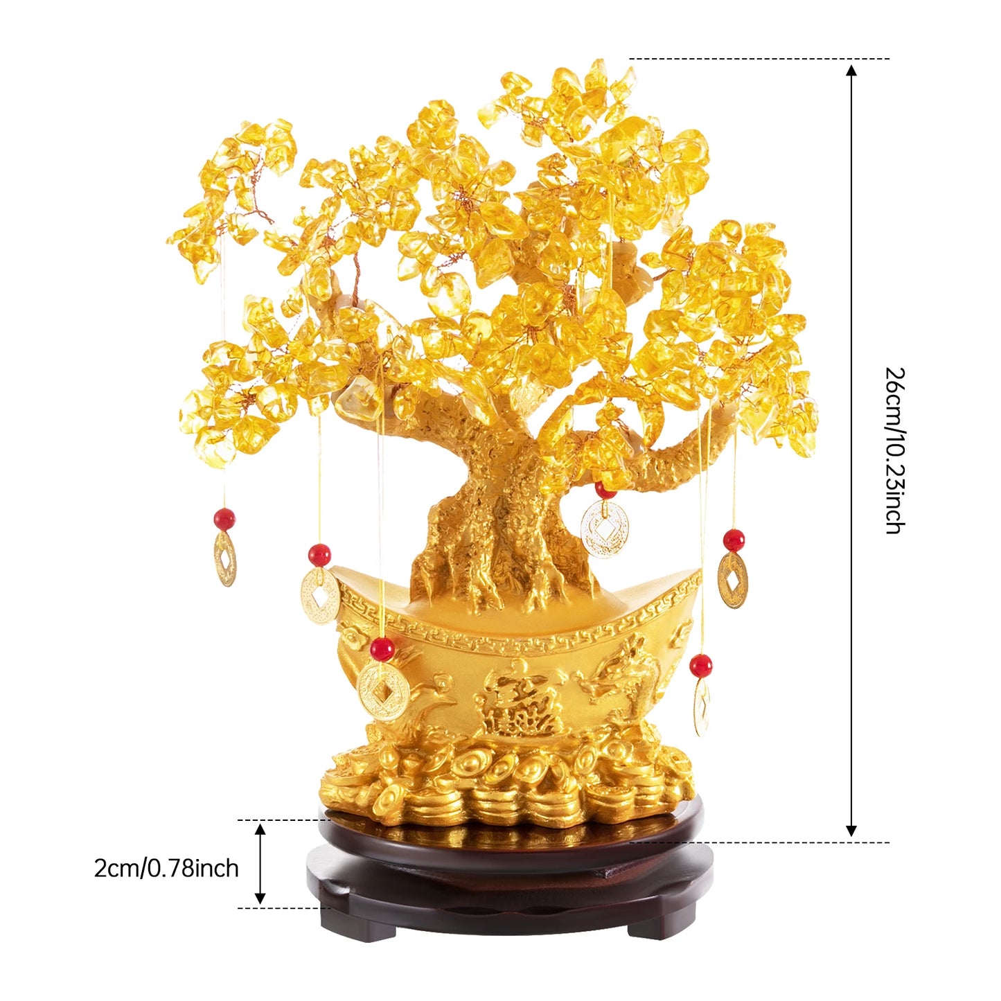 Money Tree Decoration Resin Crystal Desktop Ornament for Feng Shui Luck