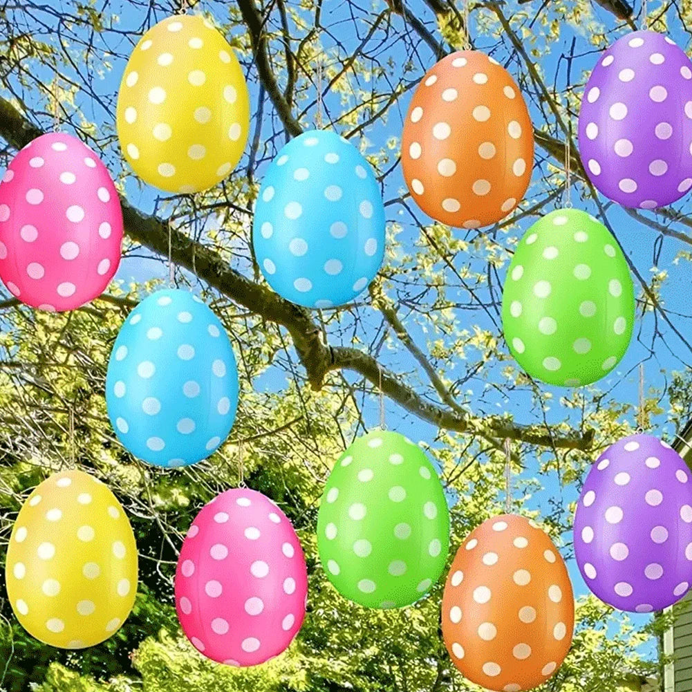 Easter Balloon Inflatable Giant Egg Easter Multifunction Ornament Ball Colorful Egg Balloon for Outdoor Garden Yard Lawn Pendant