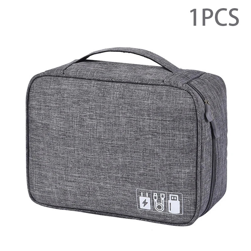Compact Electronics Storage Bag – Holds 10+ Cables, Adapters & Earbuds, Durable Nylon Travel Tech Pouch