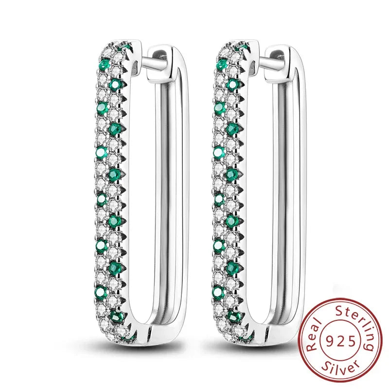 925 Sterling Silver Hoop Earrings Square Circle Heart