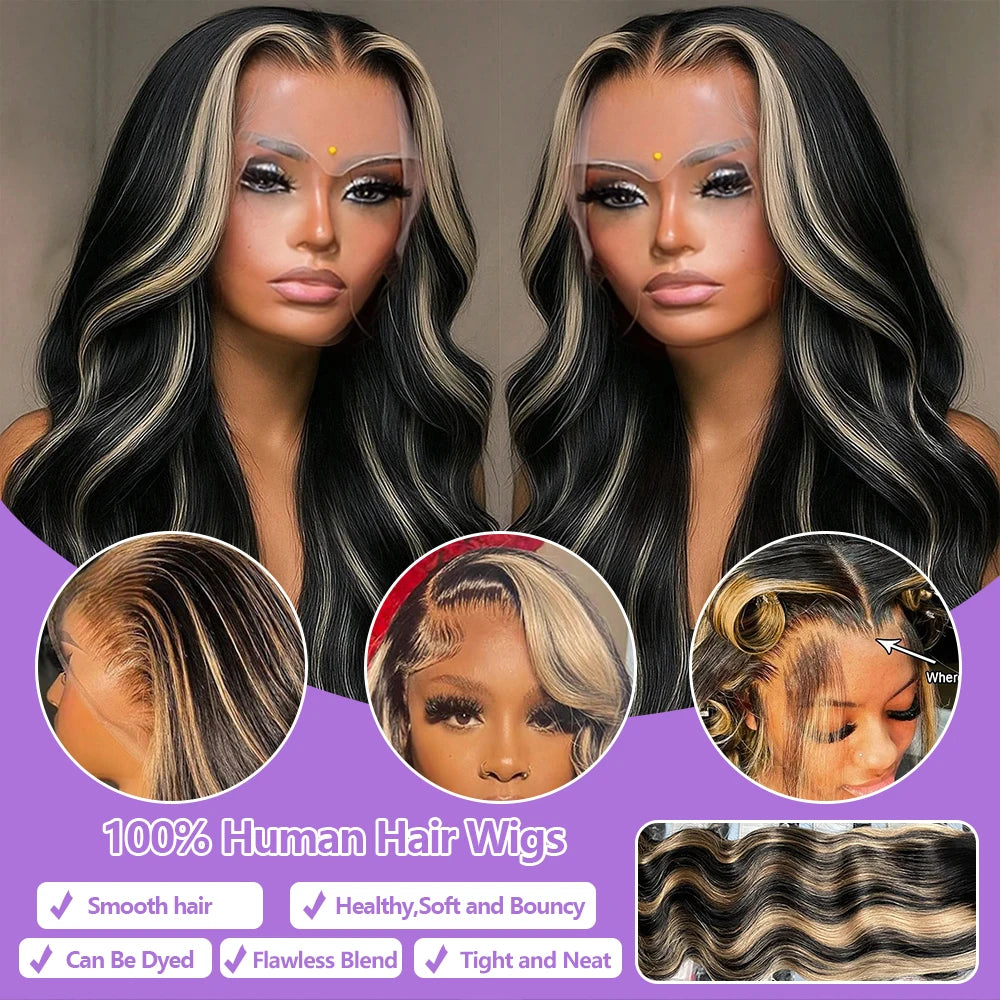 Wig Queen Balayage Body Wave Lace Front Wig Brazilian Hair