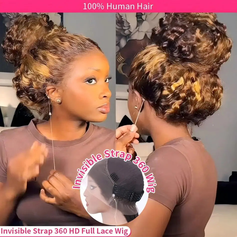 FroloCap 360 Full Lace Wig Human Hair Deep Wave Frontal