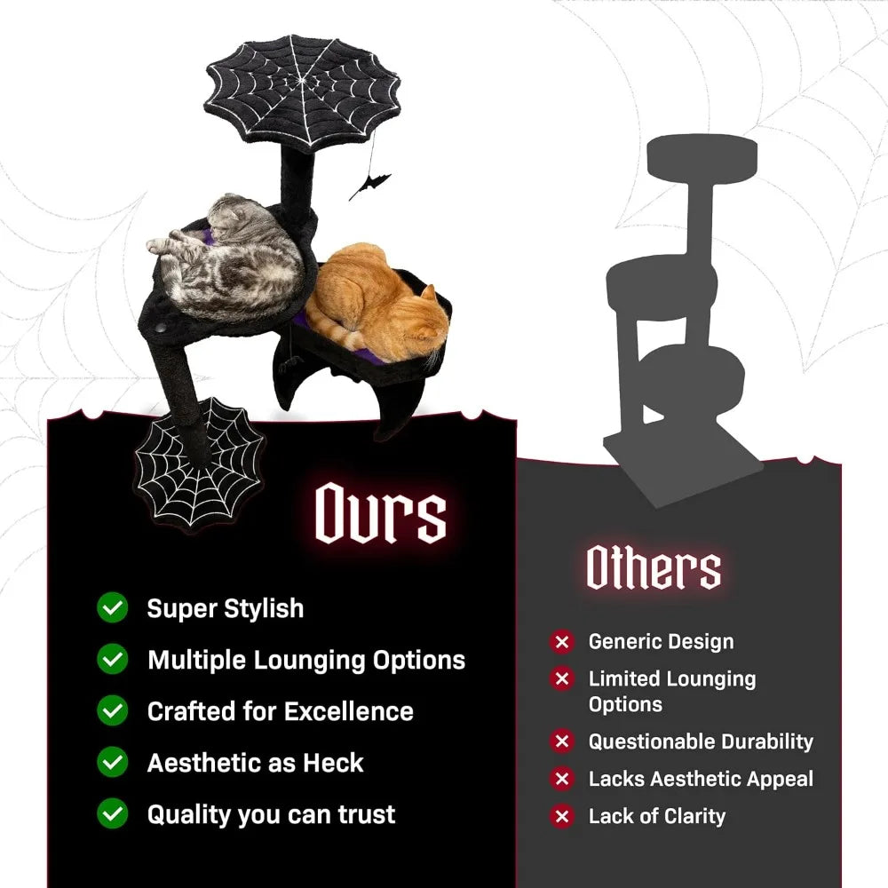 XMSJ Gothic Cat Tree With Coffin Bed Hammock Toys Indoors