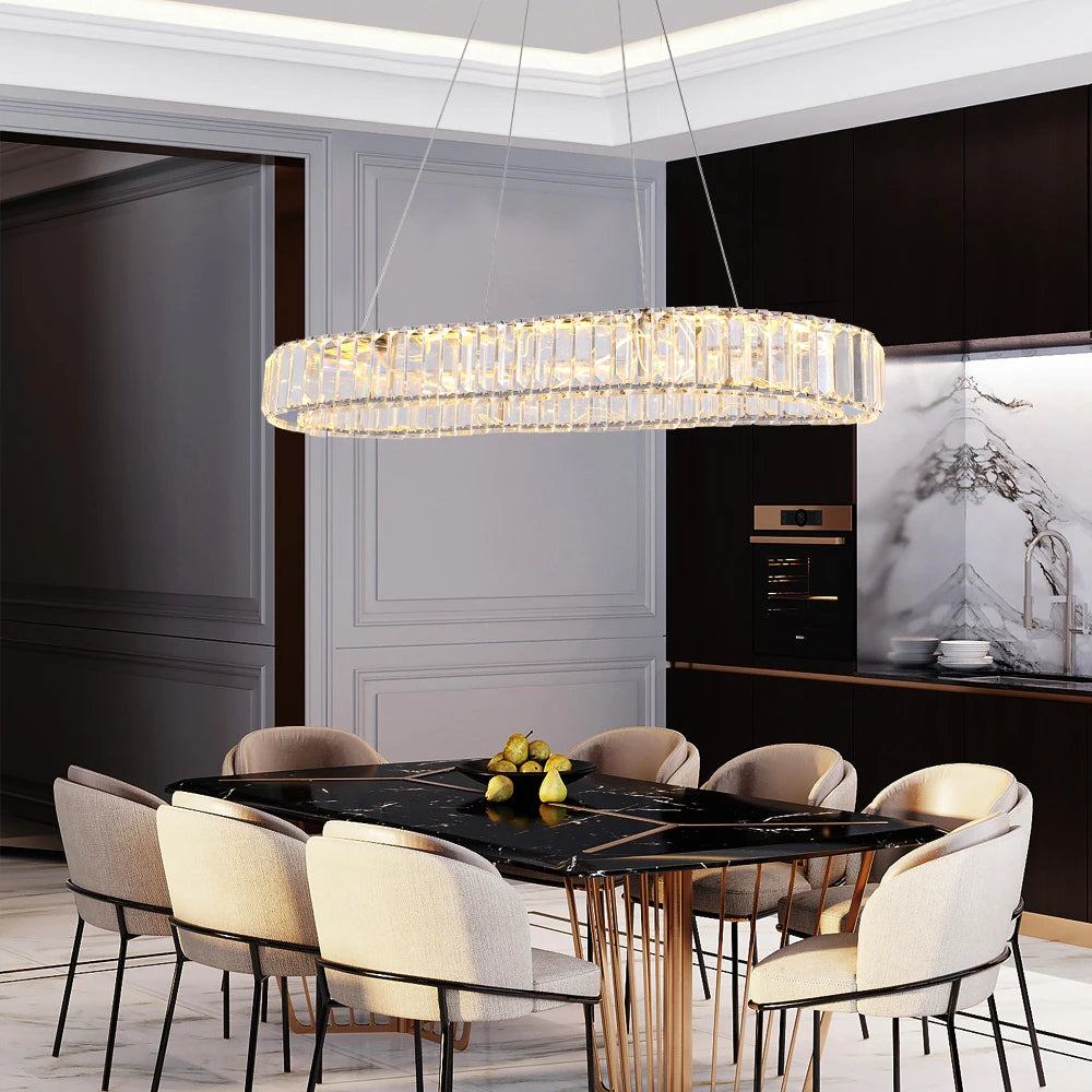 VETRULUS Modern Crystal Oval LED Chandelier Pendant Light
