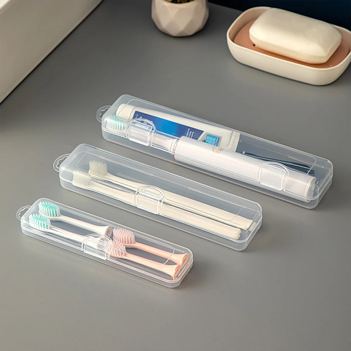 WORTHBUY Toothbrush Box Transparent Organizer Case Travel Portable Toothbrush Holder Plastic Toothpaste Box Storage Container