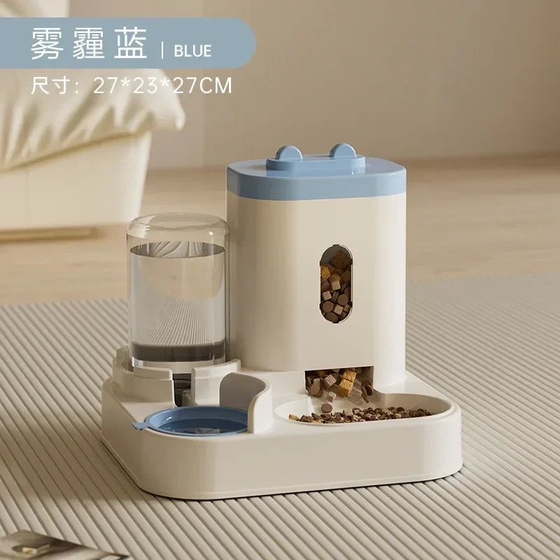 Feature Automatic Feeder Dog Cat Food Bowl Water Fountain