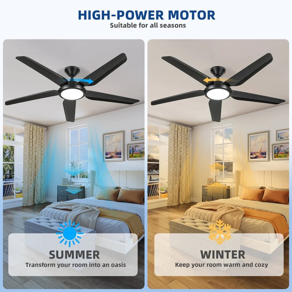 XMSJ Silent 5 Blade Ceiling Fan With Remote Light Energy