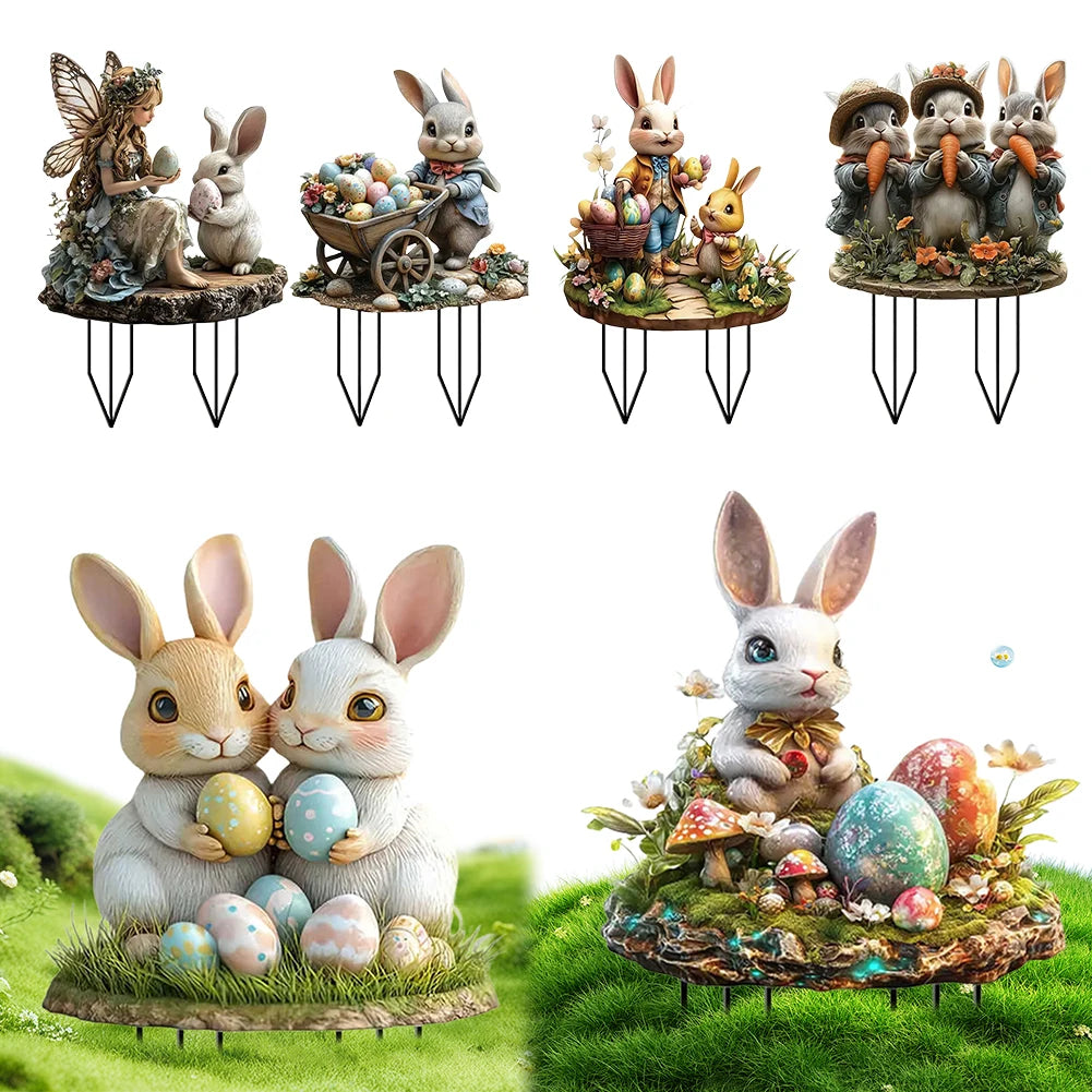Easter Garden Stake Decor Multi-Function Courtyard Statue High-Quality Acrylic Figurine Waterproof Patio Sculpture Outdoor Decor