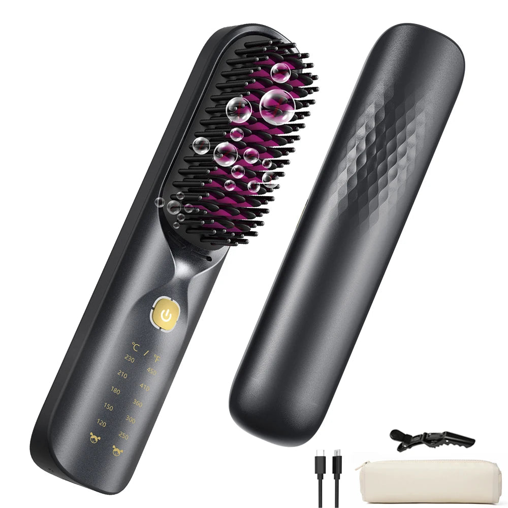 BOPCAL Cordless Hair Straightener Brush 450F Adjustable