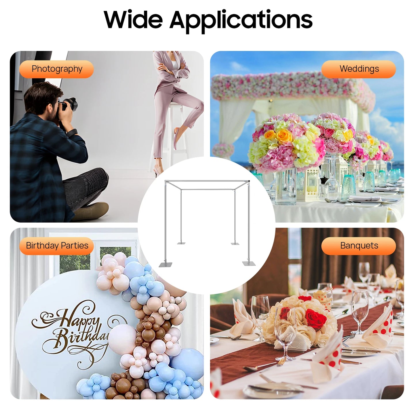 Frame Outdoor 4 Post Backdrop Stand Kit For Weddings