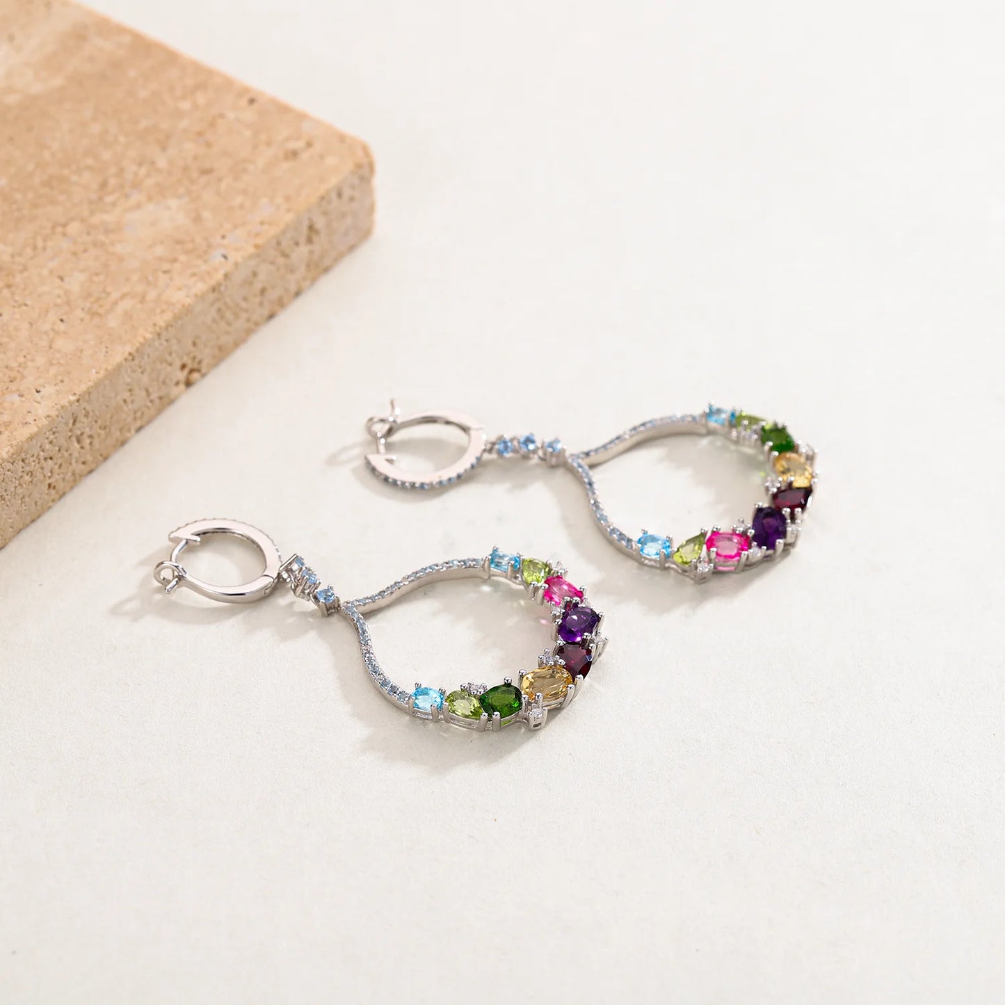 GEM'S BALLET Gemstone Dangle Earrings Sterling Silver