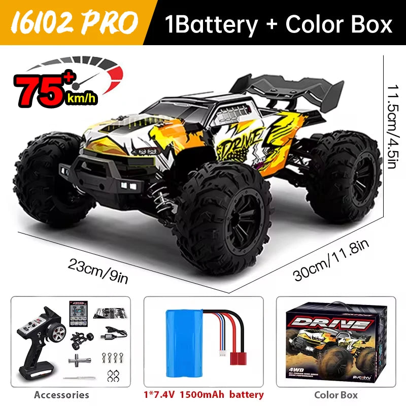 WLtoys 16101 Pro 1to16 75KmH 4WD RC Car LED Headlights