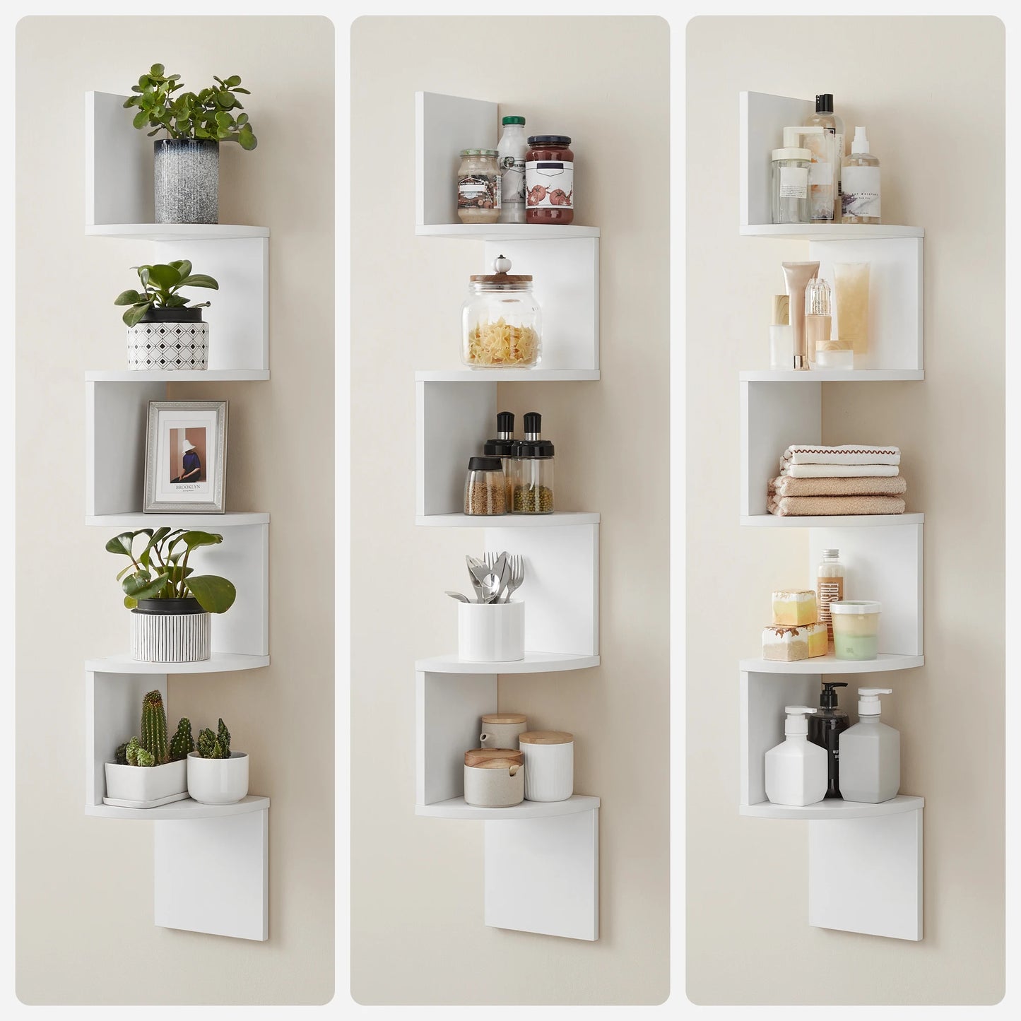 VASAGLE Five Tier Corner Wall Shelf And Plant Shelf