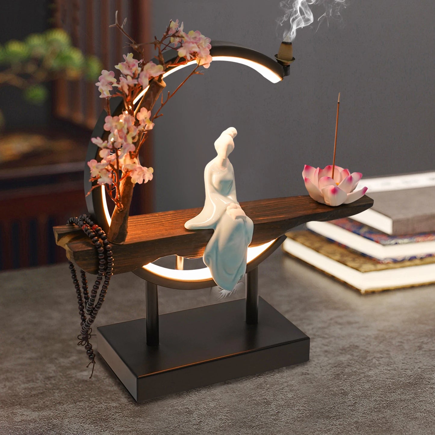 Bymaocar Zen Backflow Incense Burner Set Tabletop Decoration