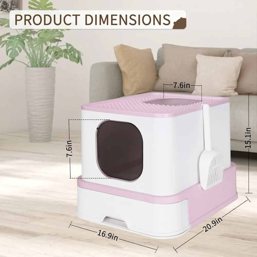 Hign-concerned Foldable Cat Litter Box With Drawer And Lid