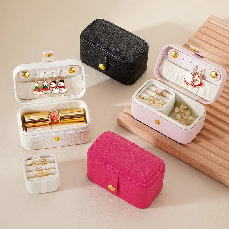 Leather Jewelry Box Mini Earring Ring Lipstick Organizer