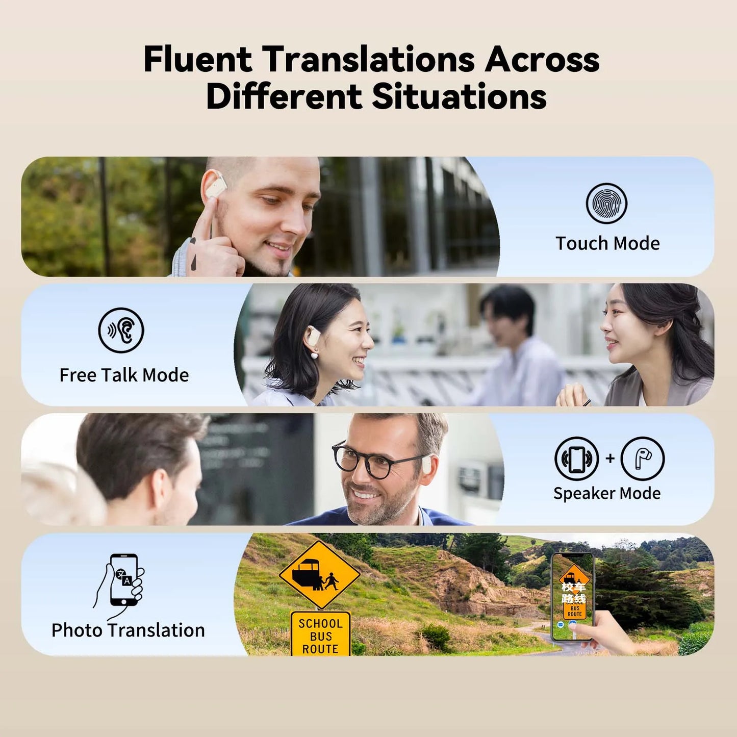 Wooask M9 Translator Earbuds BiDirectional RealTime Device