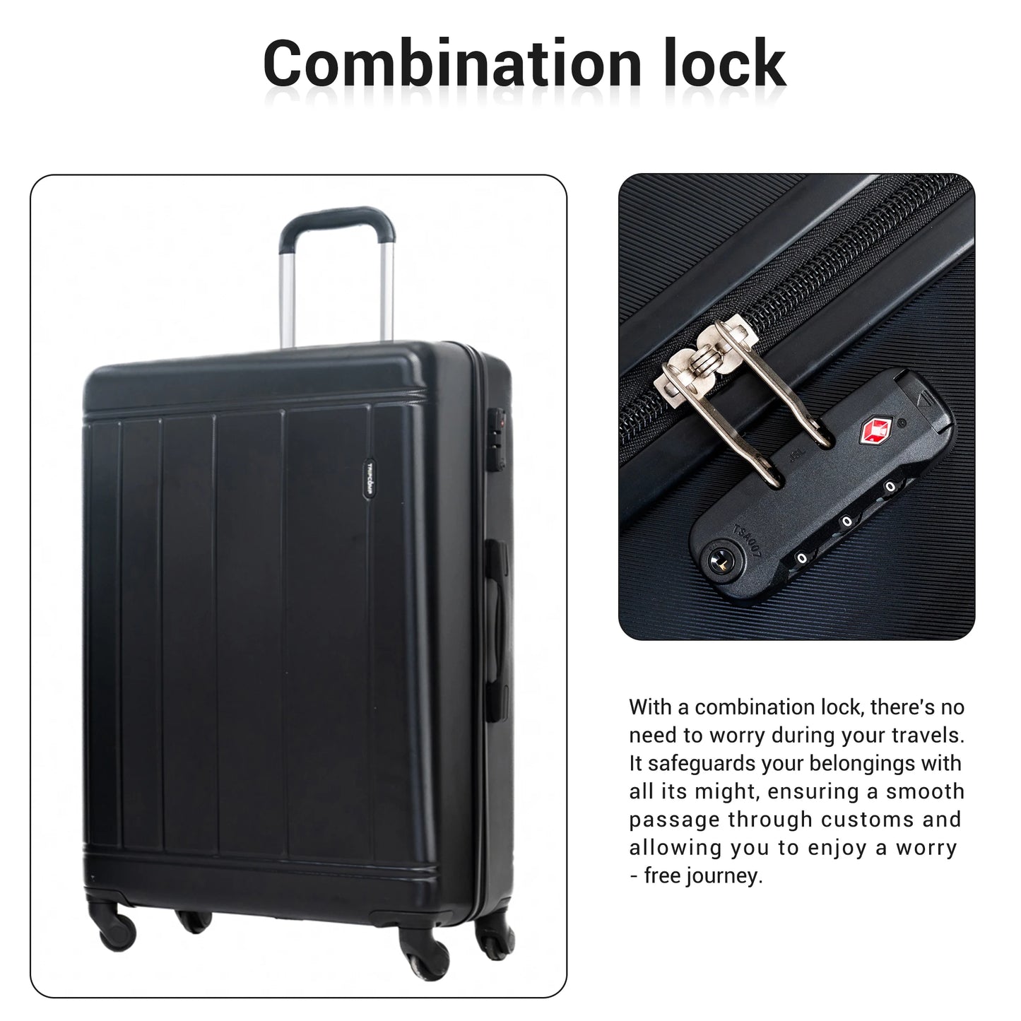 Luggage Sets 3 Piece with Backbag, PC Suitcases with Spinner Wheels and TSA Lock