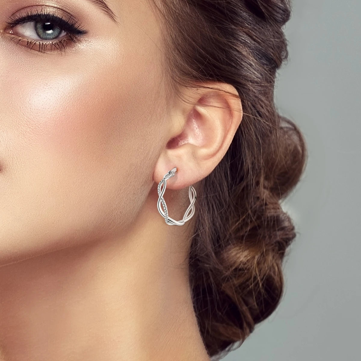 925 Sterling Silver Hoop Earrings Square Circle Heart