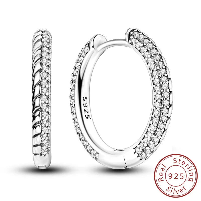 925 Sterling Silver Hoop Earrings Square Circle Heart