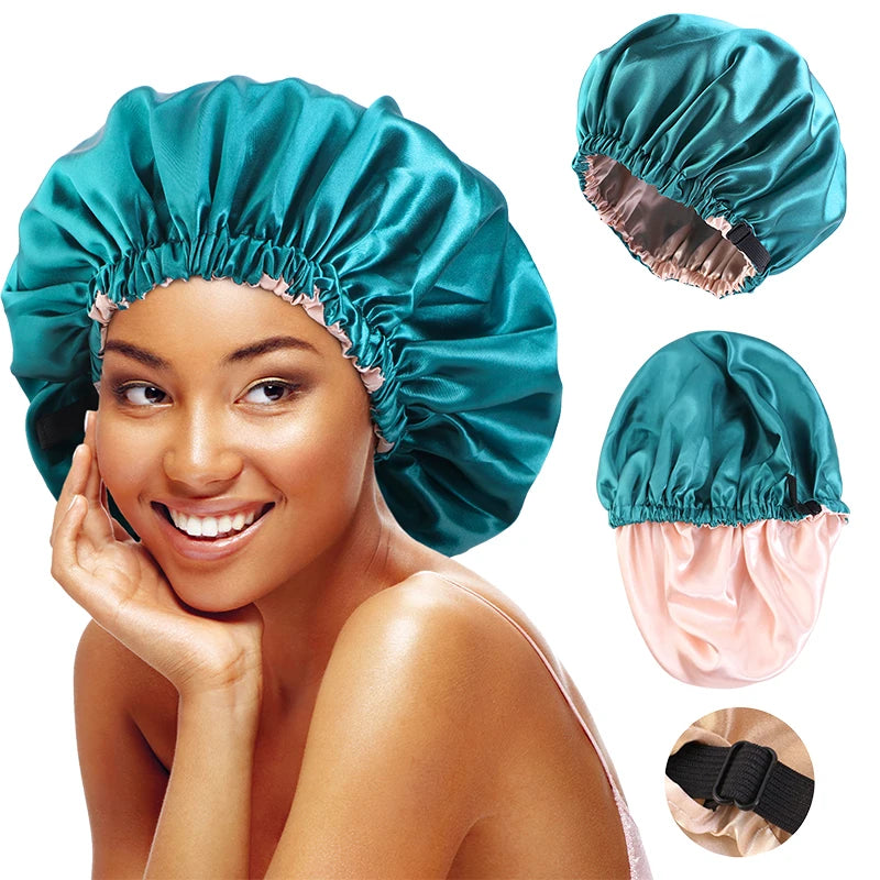 Gathertop Satin Bonnet For Sleeping Adjustable Sleep Cap