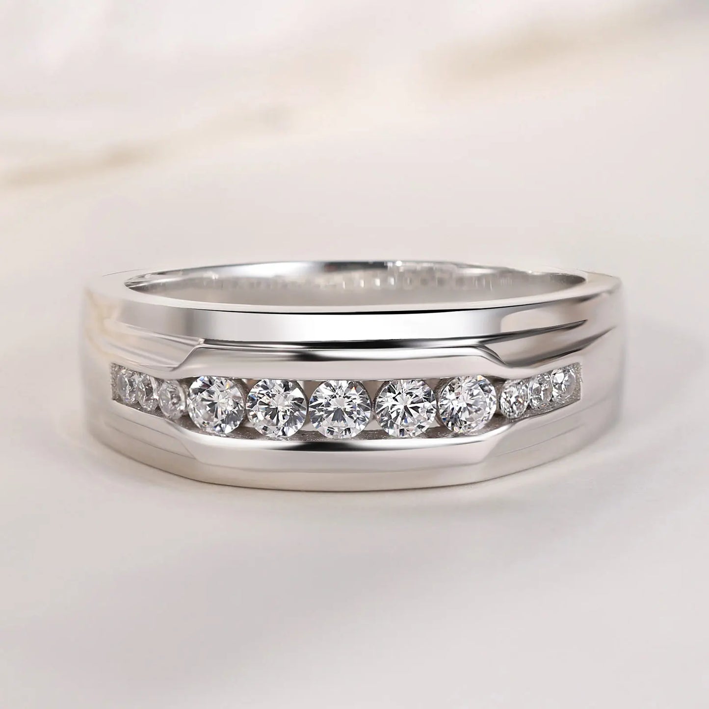 Newshe Mens Moissanite Wedding Band For Men 925 Sterling Silver