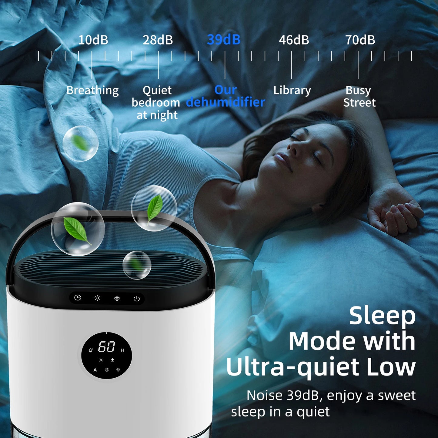 AROEVE Dehumidifier Ultra Quiet Auto Defrost For Bedroom