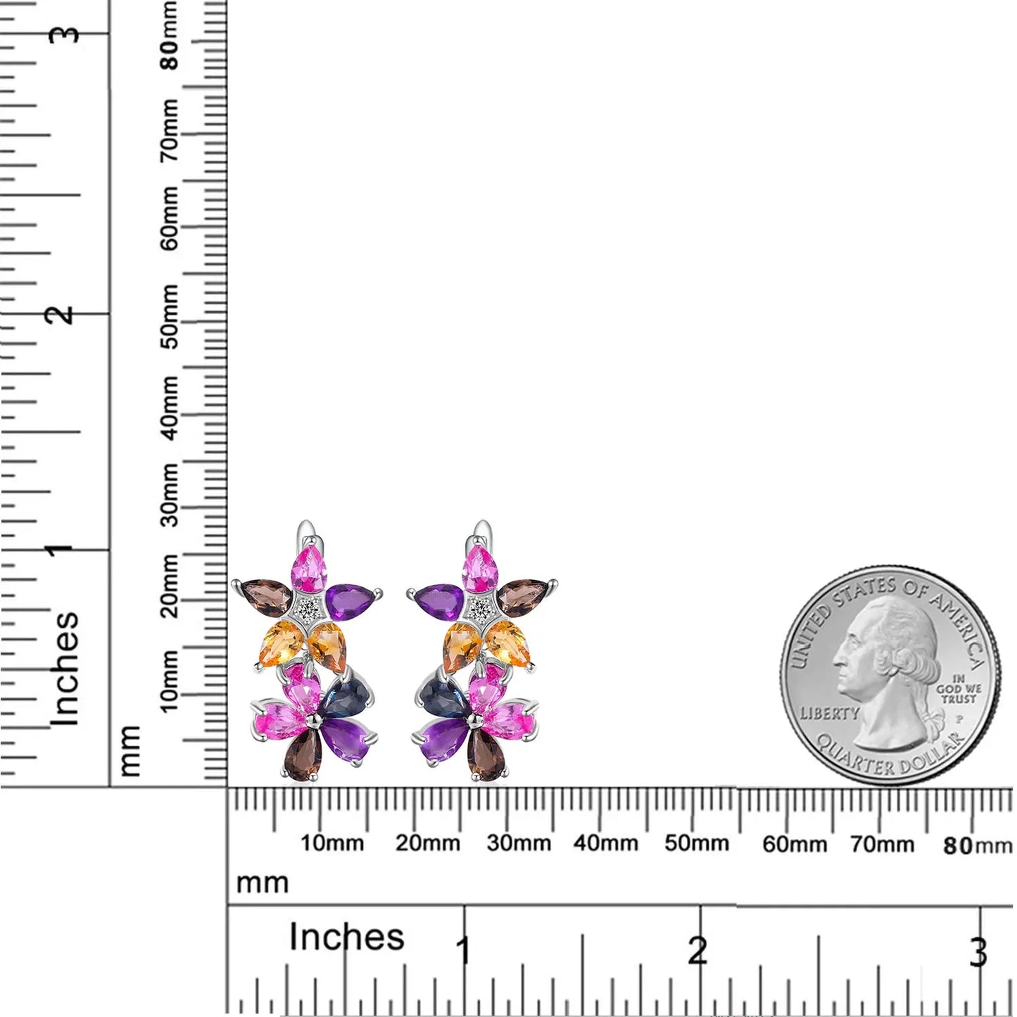 GEM'S Ballet 925 Sterling Silver Birthstone Leaf Earrings