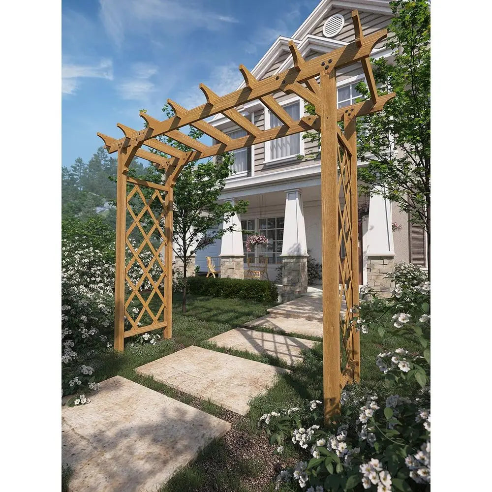 Rustic Garden Decor Shade Arch Arbor Outdoor Yard Accent