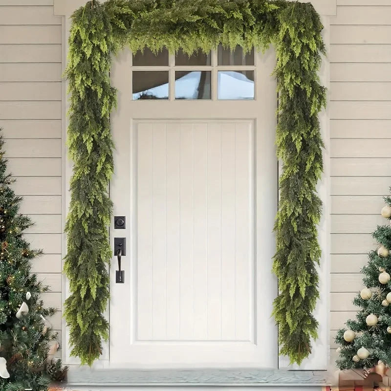1pc 1.5m/1.8m Realistic Christmas Garland - Artificial Pine Wreath for Fireplace, Outdoor & Farmhouse Decor