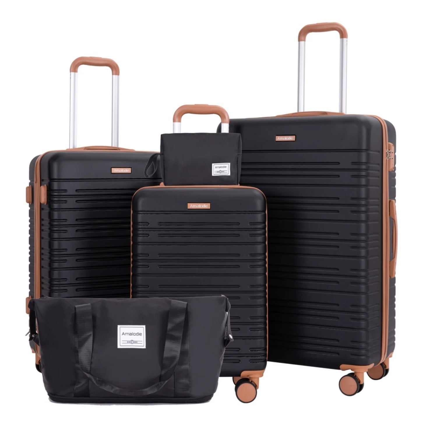 Amalodie 5 Piece Luggage Set Hardside Spinner TSA Lock