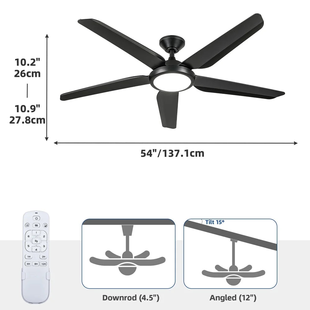 XMSJ Silent 5 Blade Ceiling Fan With Remote Light Energy