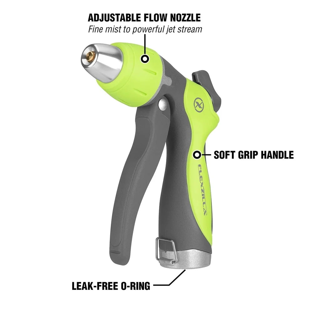 Heavy Duty Garden Hose Nozzle With Adjustable Flow And Grip