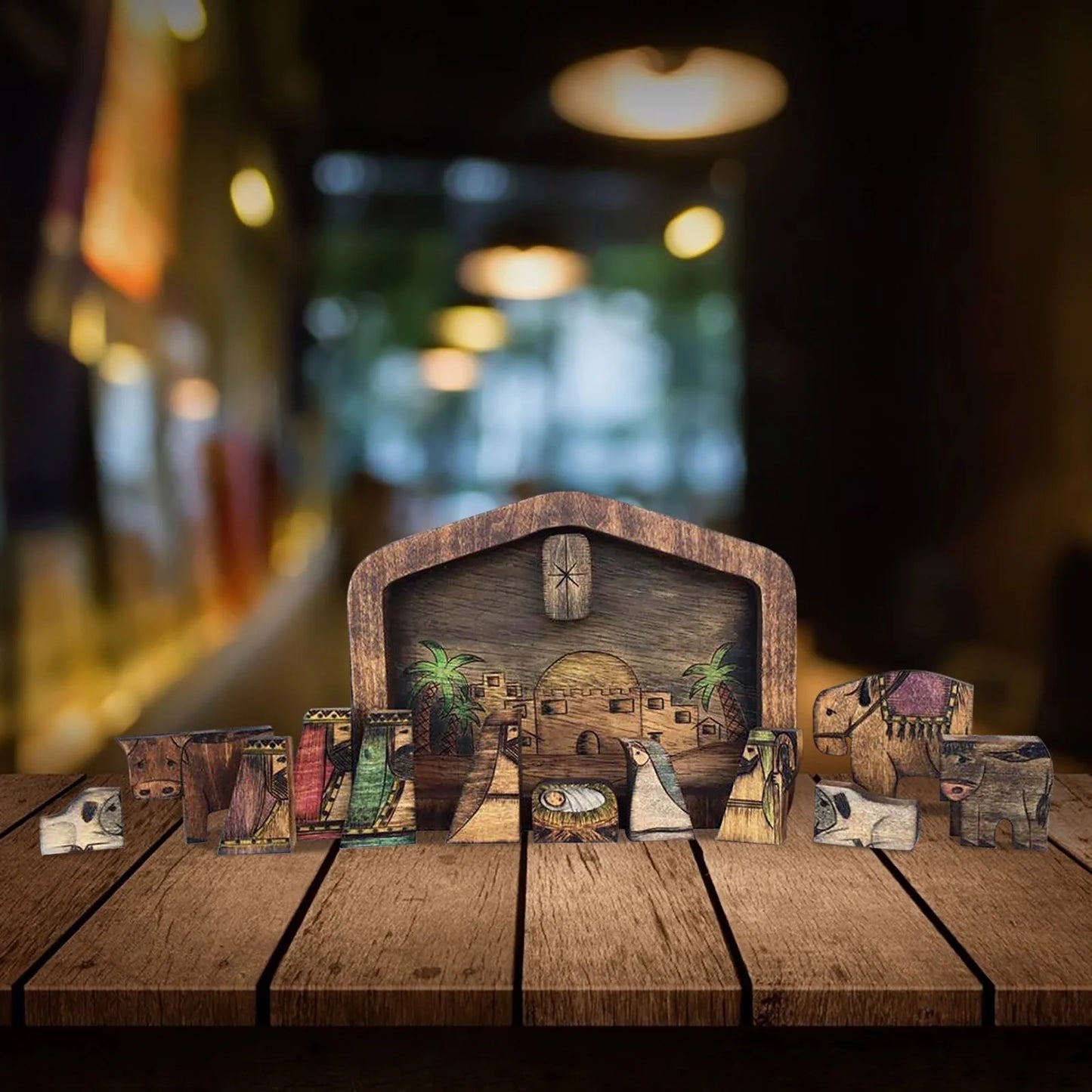 Wooden Jesus Puzzles Nativity Set Table Decor Ornament Nativity Puzzle With Wood Burned Design Jigsaw Puzzle Game For Adults Kid