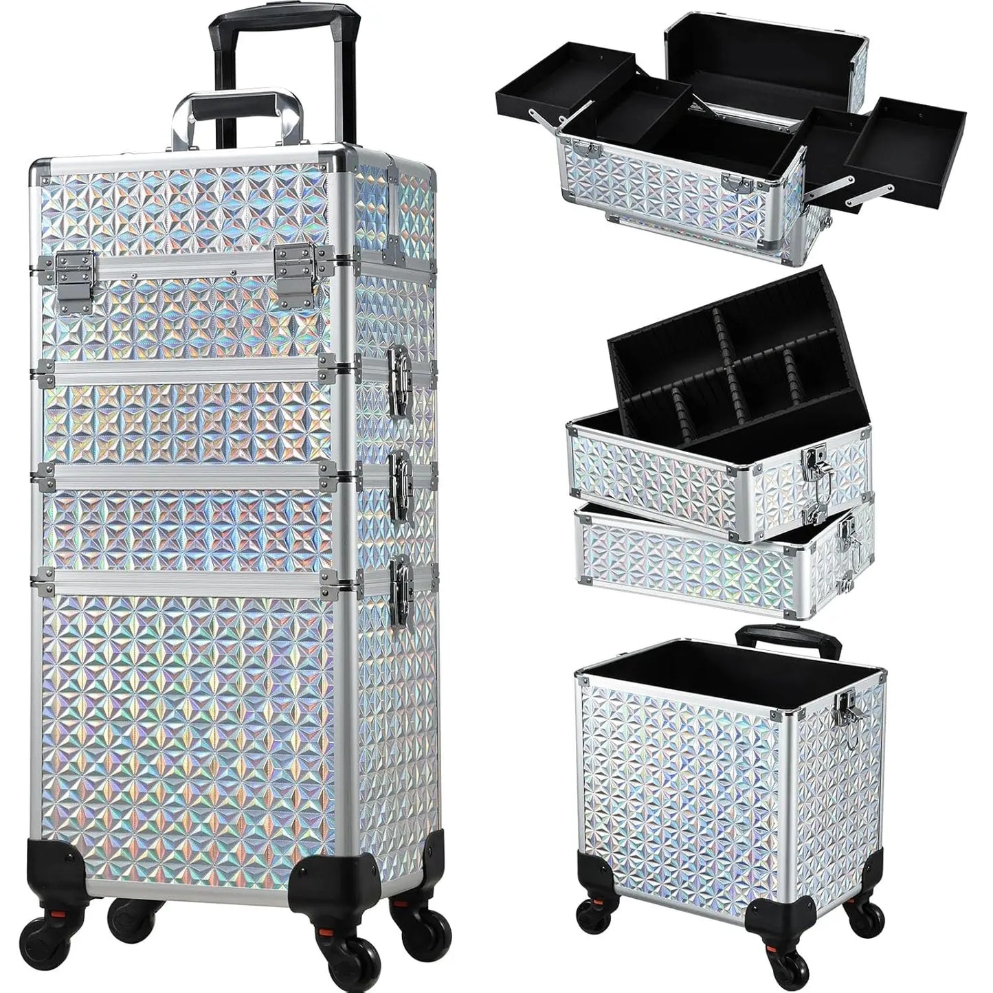 Maxulene Makeup Trolley Case 4 In 1 On Wheels