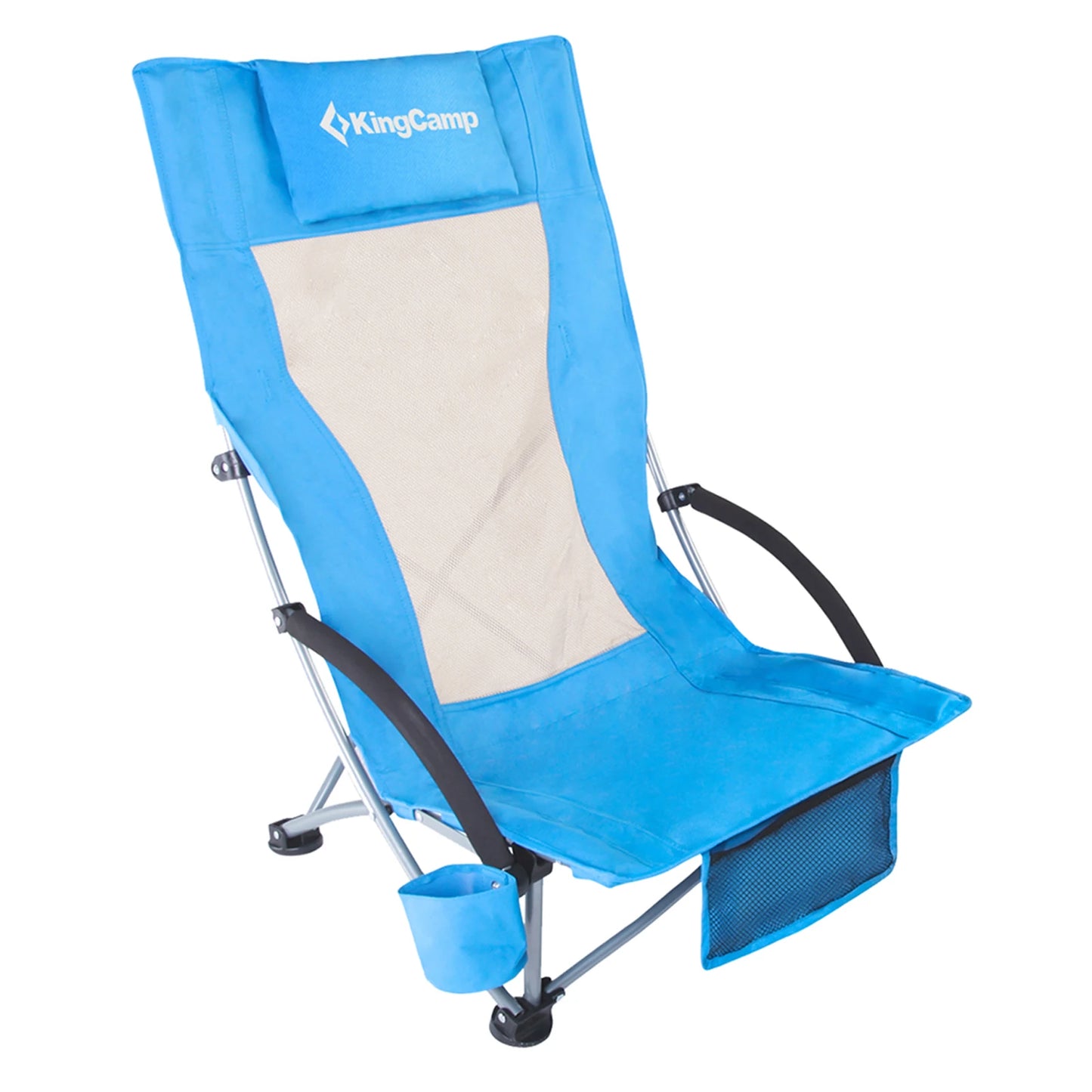 KingCamp High Back Beach Chair Padded Armrests CupHolder