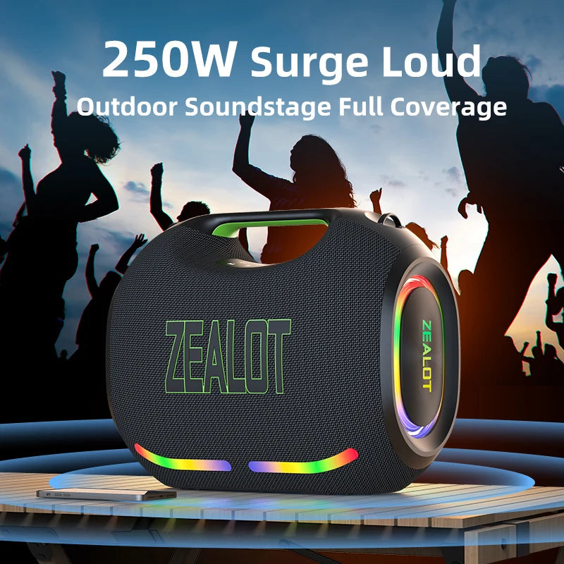 ZEALOT ZE21 250W Wireless Speaker Outdoor Portable RGB Lights