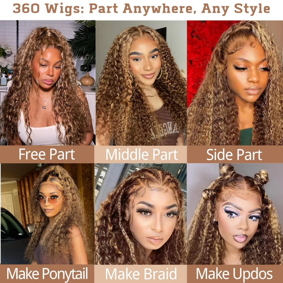 FroloCap 360 Full Lace Wig Human Hair Deep Wave Frontal