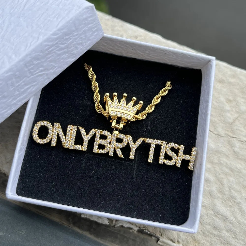 Duoying Custom Nameplate Butterfly Necklace Zircon Pendant