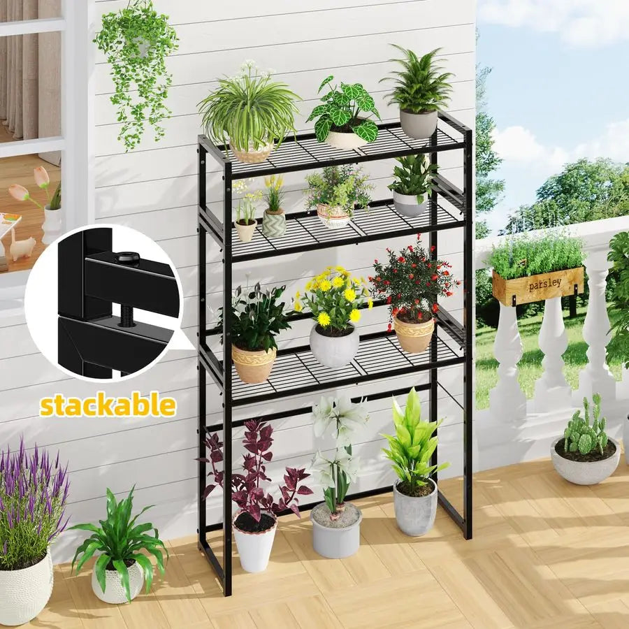 Metal 3 Tier Plant Stand Outdoor Indoor Waterproof Garden Display