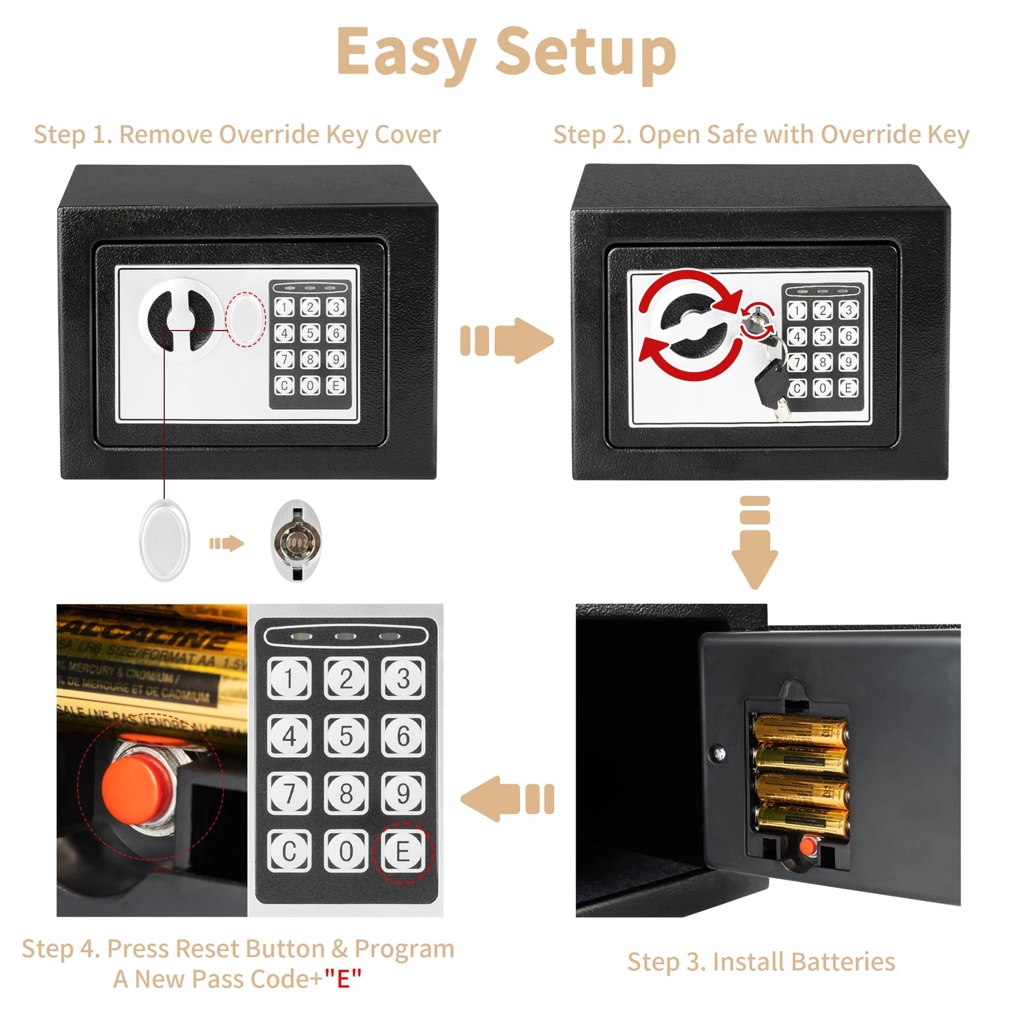 Hign-concerned Electronic Digital Safe Box Steel Money Safe Fireproof For Home Hidden Cash