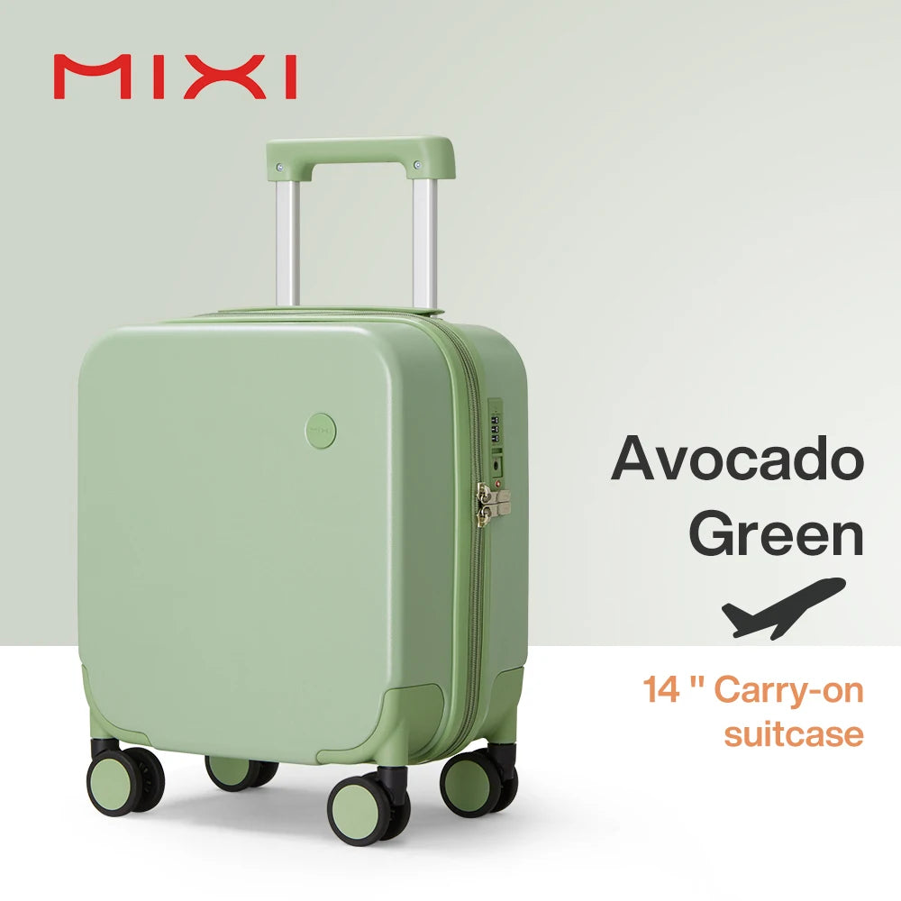 MIXI 14 Inch Underseat Carry On Luggage Lightweight Mini Suitcase PC Small Kids Bag TSA Lock Travel Suit Case  Spinner Wheels
