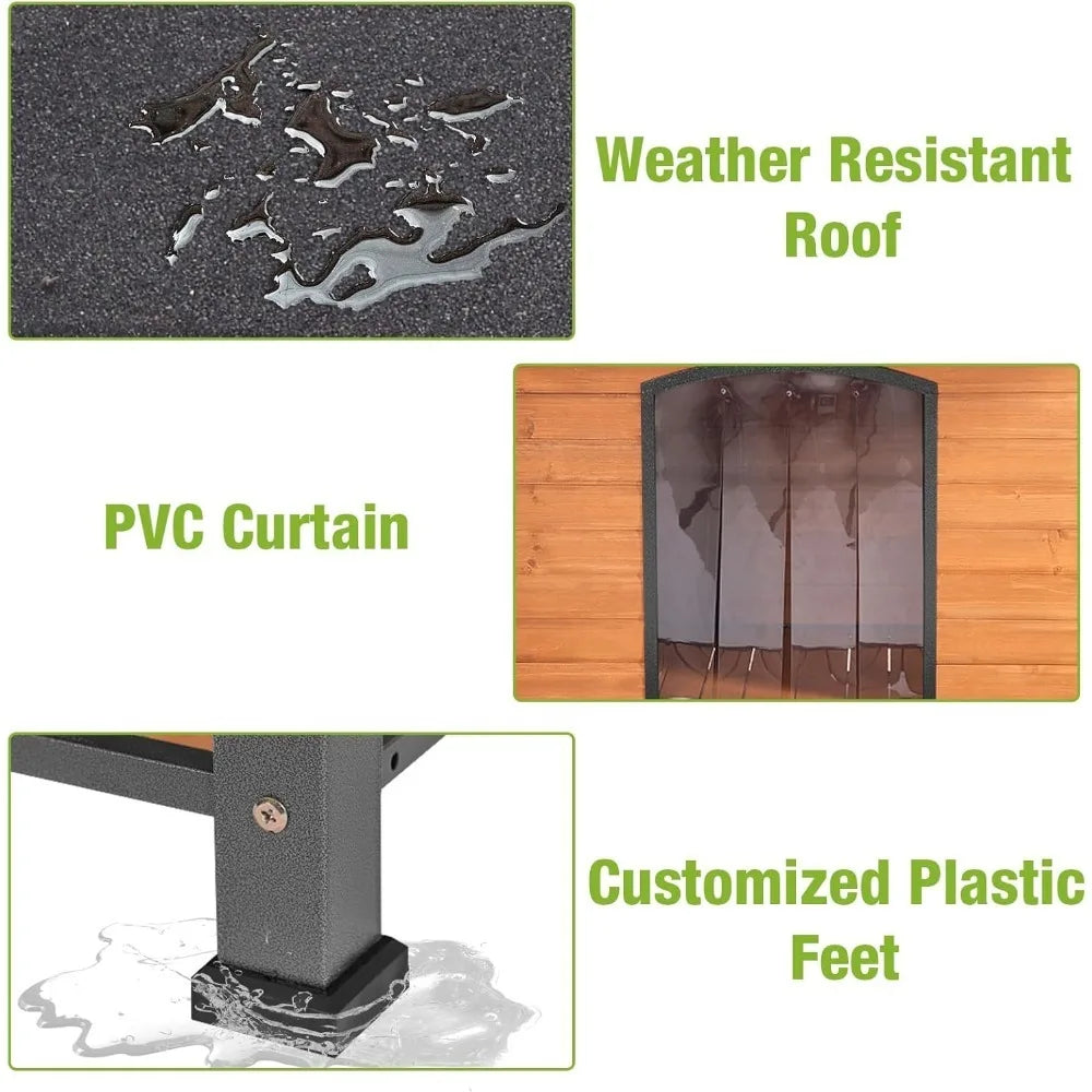 Weatherproof Iron Frame Insulated Outdoor Dog House Shelter