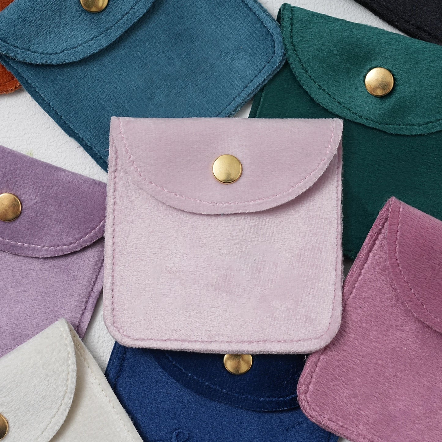 CN Velvet Jewellery Packaging Pouches 10 Pcs Snap Button Bags For Rings Earrings Bracelet Necklace Storage Gift
