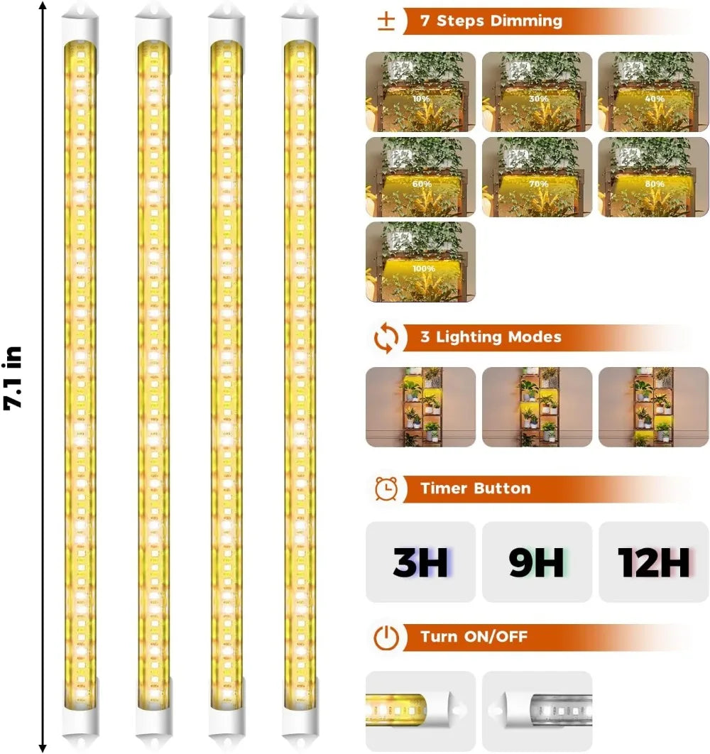 Multi-Tier Plant Stand With Grow Light Wood Shelf For Indoor Outdoor Gardens
