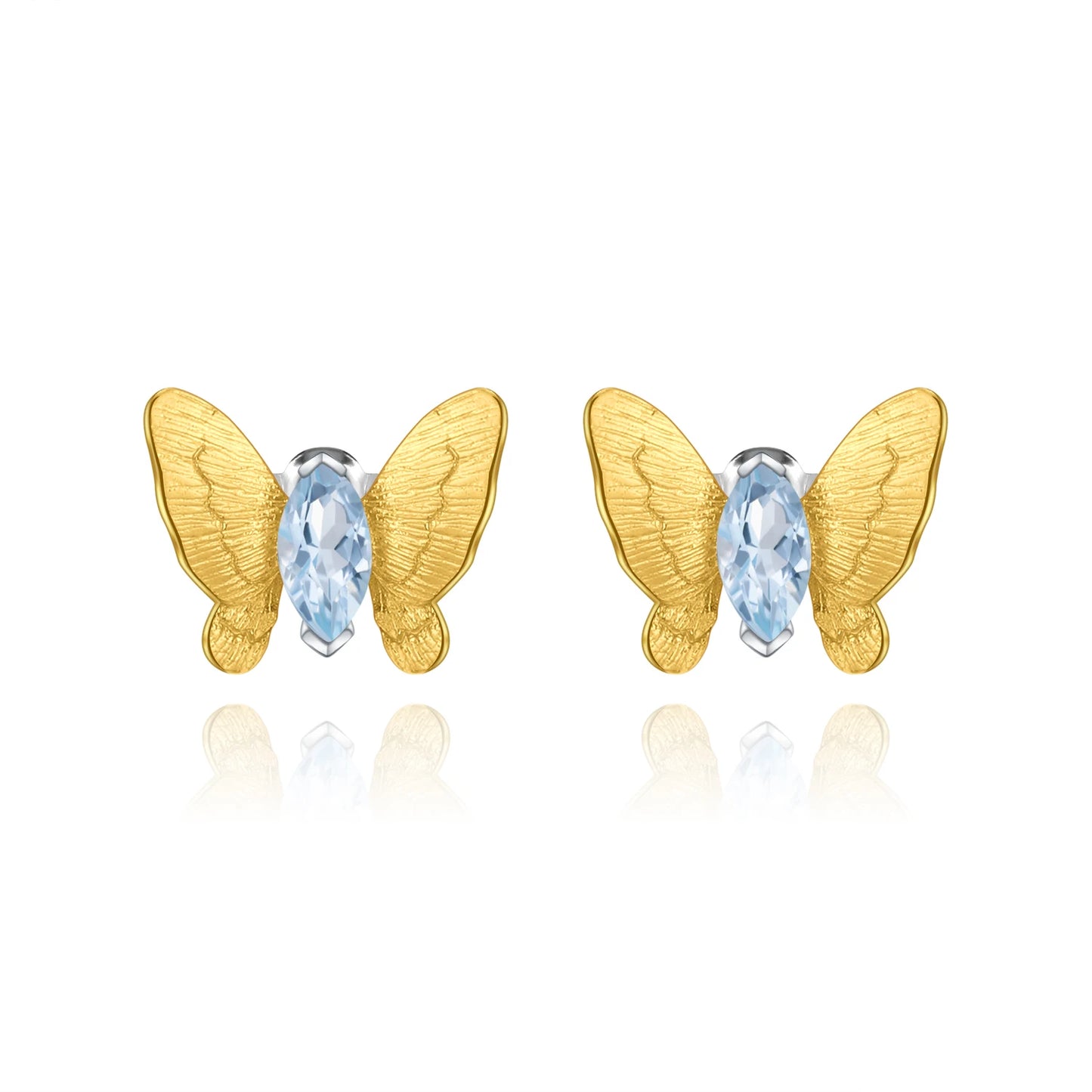 GEM'S BALLET 925 Butterfly Amethyst Stud Earrings Women