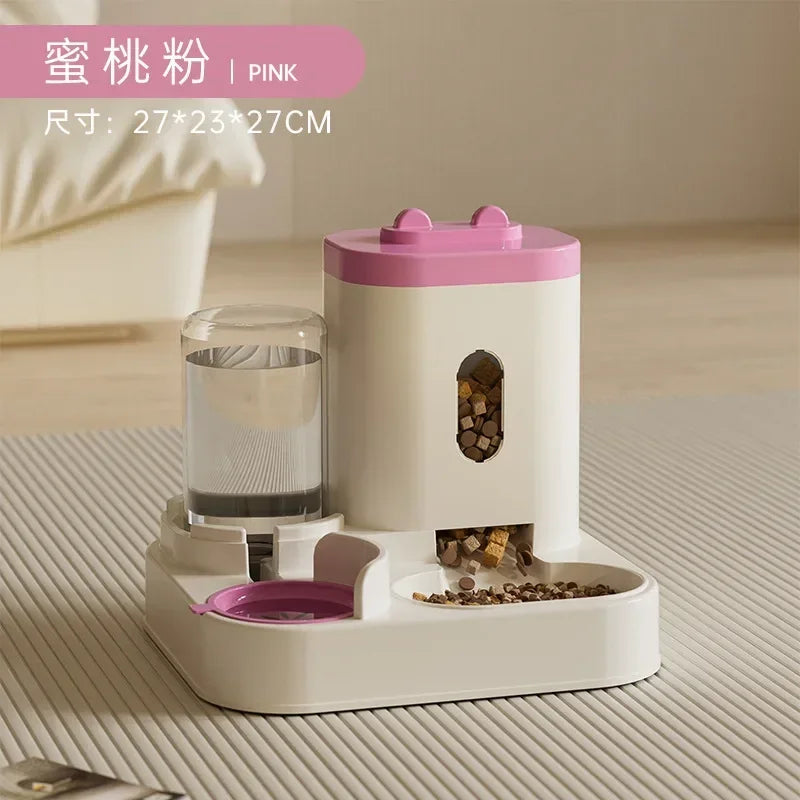 Feature Automatic Feeder Dog Cat Food Bowl Water Fountain